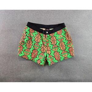 Vintage GOTCHA Shorts Womens M Neon Green AOP Geometric Board Shorts 90's Retro